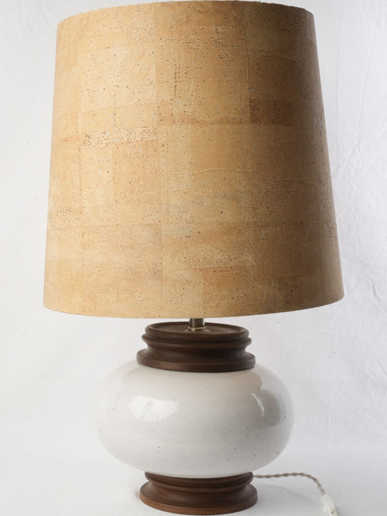 Retro ceramic lamp with cork shade  
