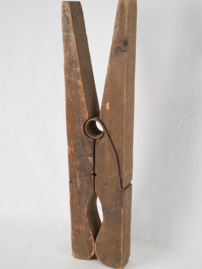 Charming, aged giant wooden laundry clip
