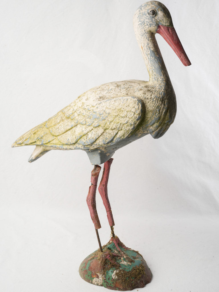 Vintage cast resin stork sculpture  