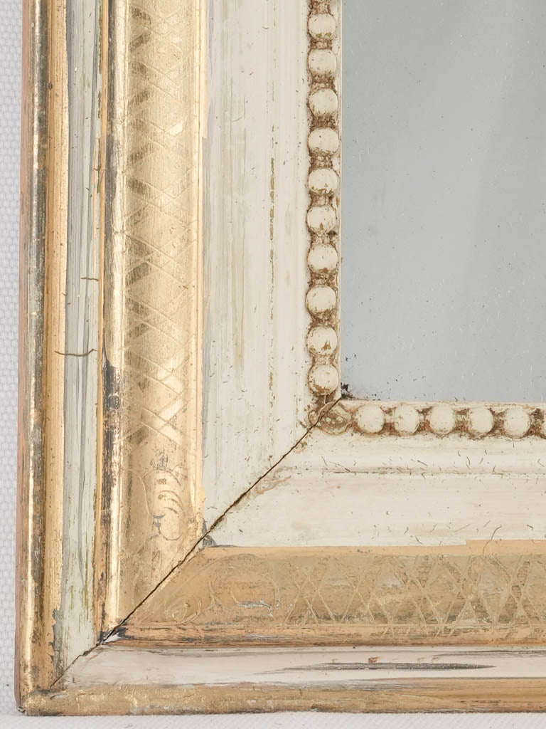 Small Louis Philippe mirror w/ gold & beige frame 24½" x 19"
