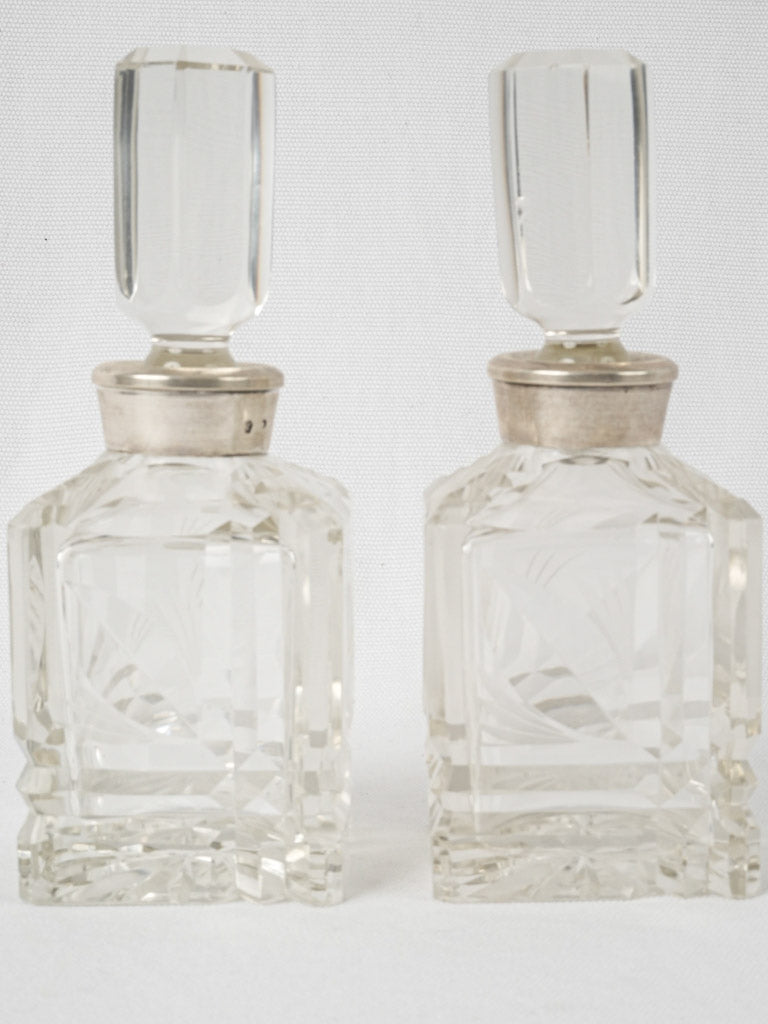 Vintage Silver Topped Crystal Decanters