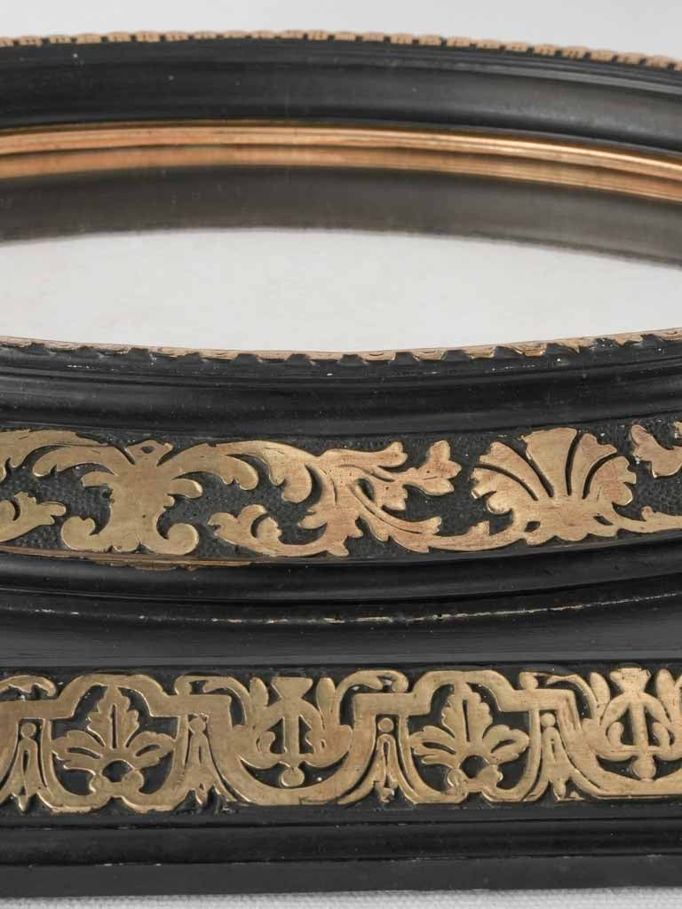 Black & gold Napoleon III mirror - oval medallion 21¾" x 22"