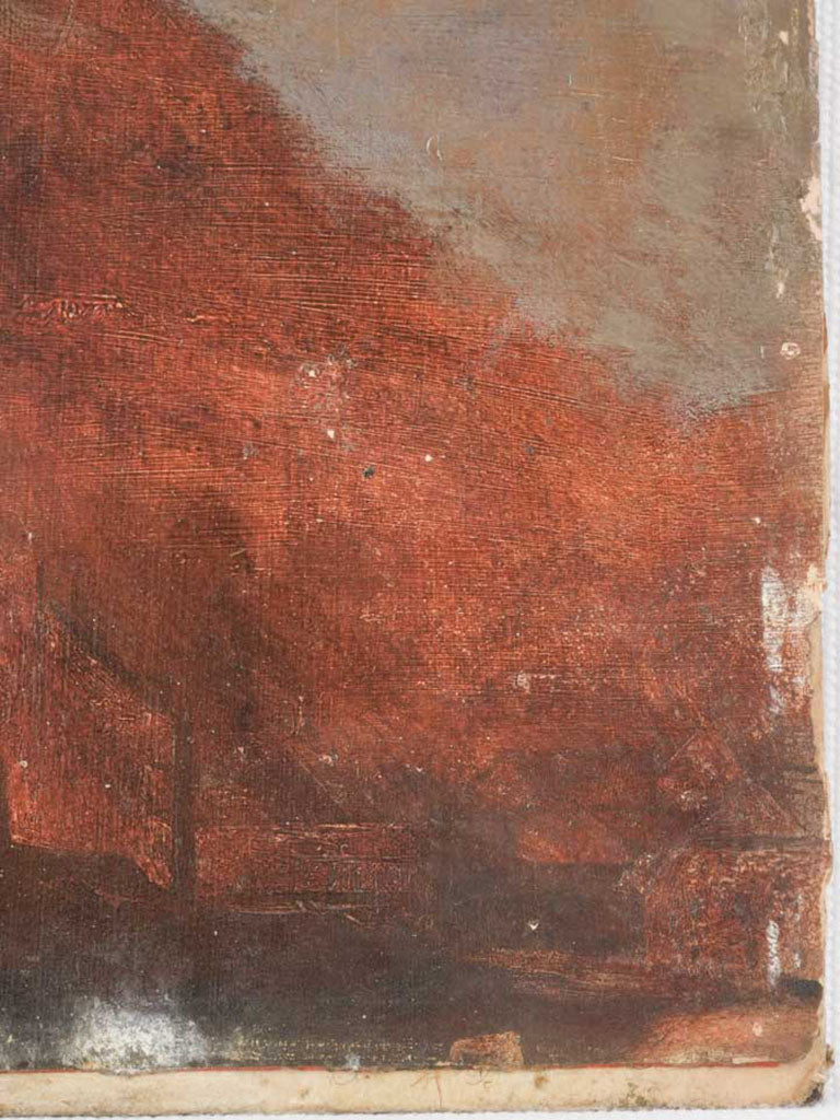 Oil on Paper Portrait of a Young Woman Against a Mountain Landscape - 15¾" x 12¼"