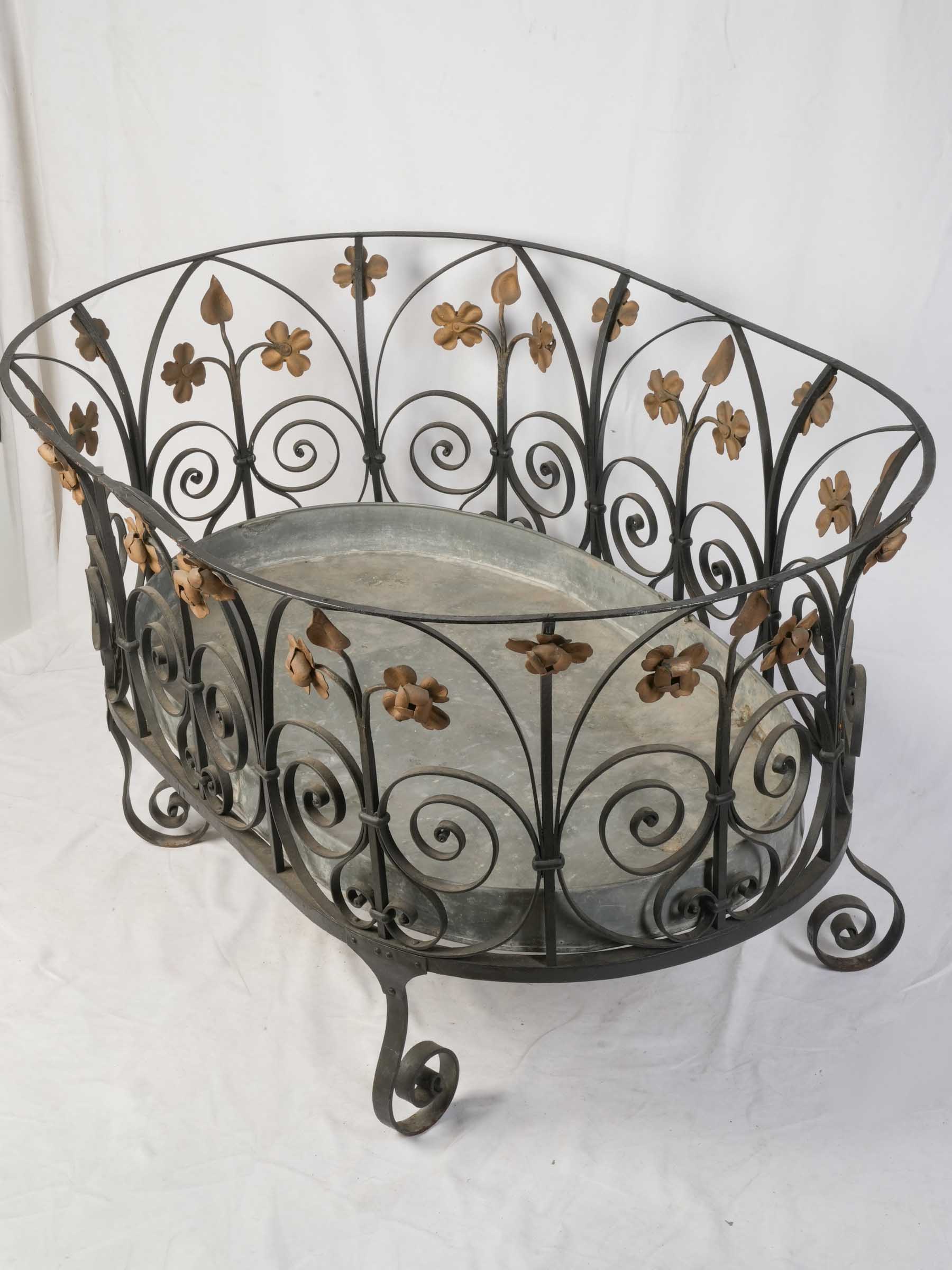 Remarkable French Riveted Wrought Iron Centrepiece Plant Stand c. 1900 - 58¾" x 32¼" x 32¼"