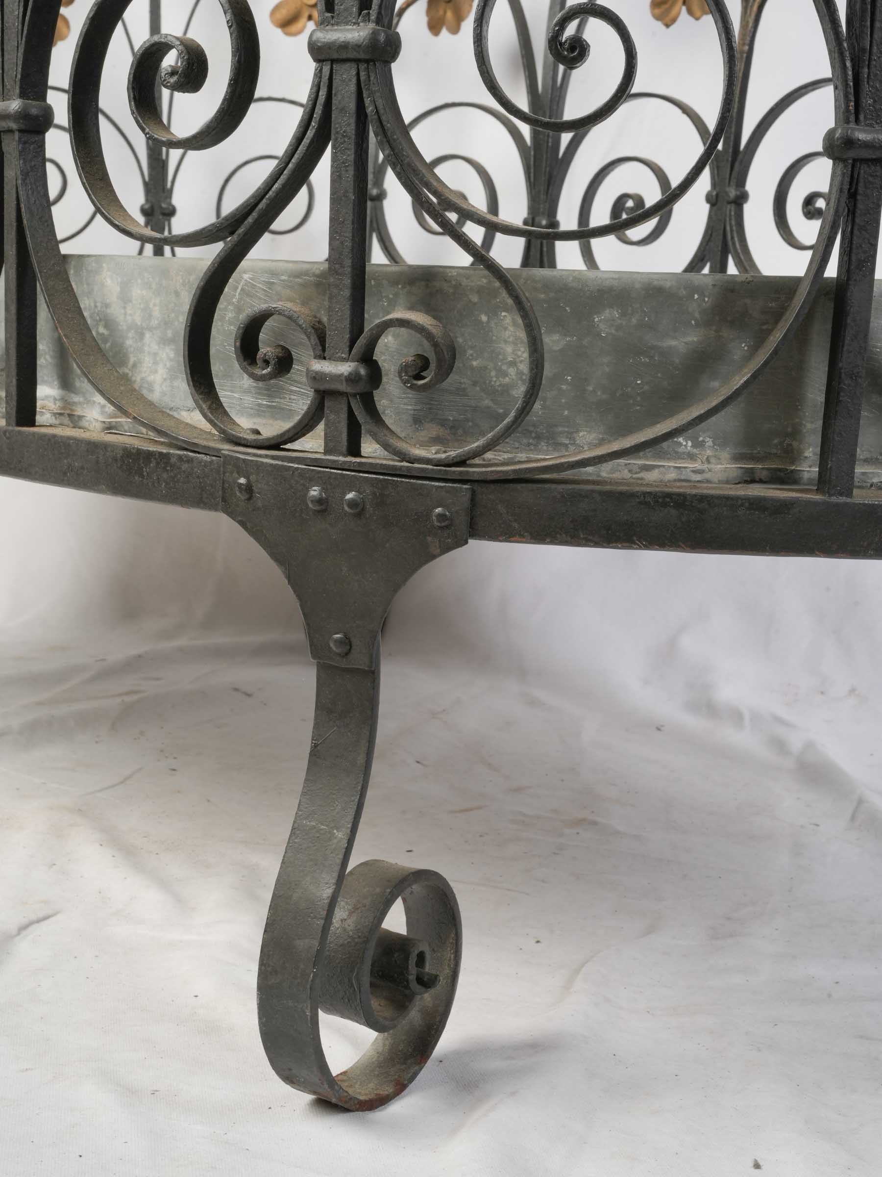 Remarkable French Riveted Wrought Iron Centrepiece Plant Stand c. 1900 - 58¾" x 32¼" x 32¼"