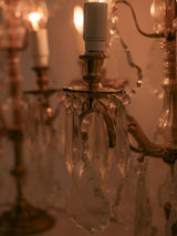 French gilded metal girandole table lamps