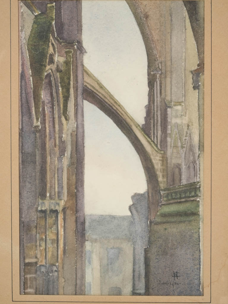 Historical ecclesiastical watercolor vignettes set