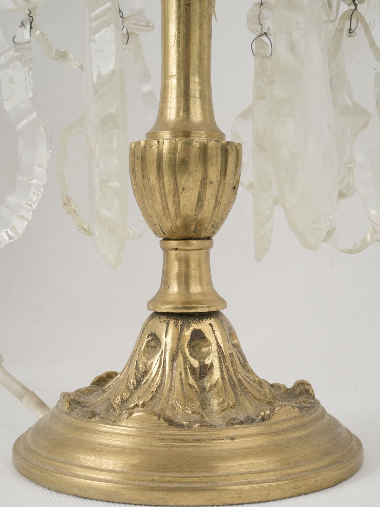 Charming French crystal girandole table lamps