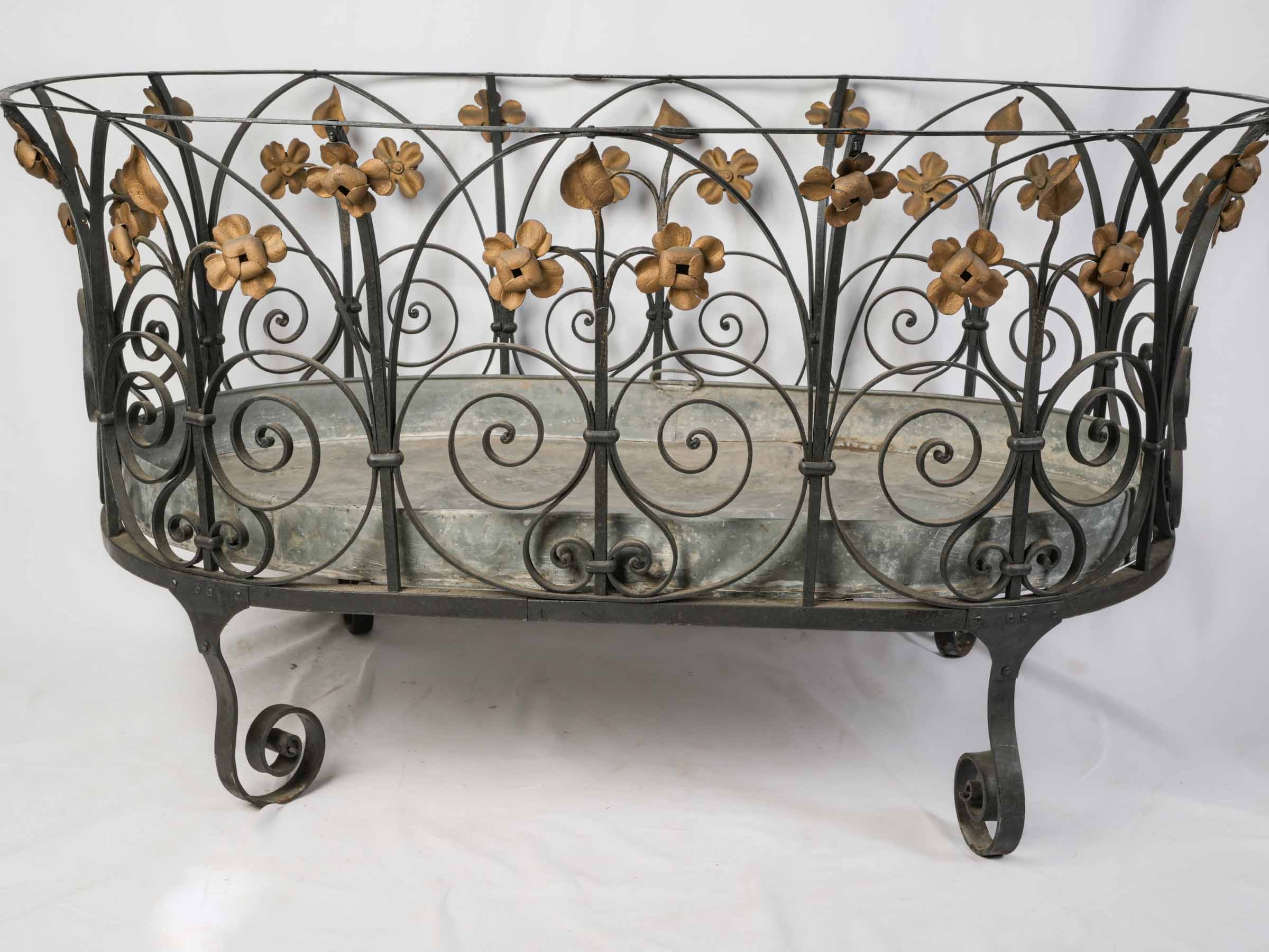 Remarkable French Riveted Wrought Iron Centrepiece Plant Stand c. 1900 - 58¾" x 32¼" x 32¼"