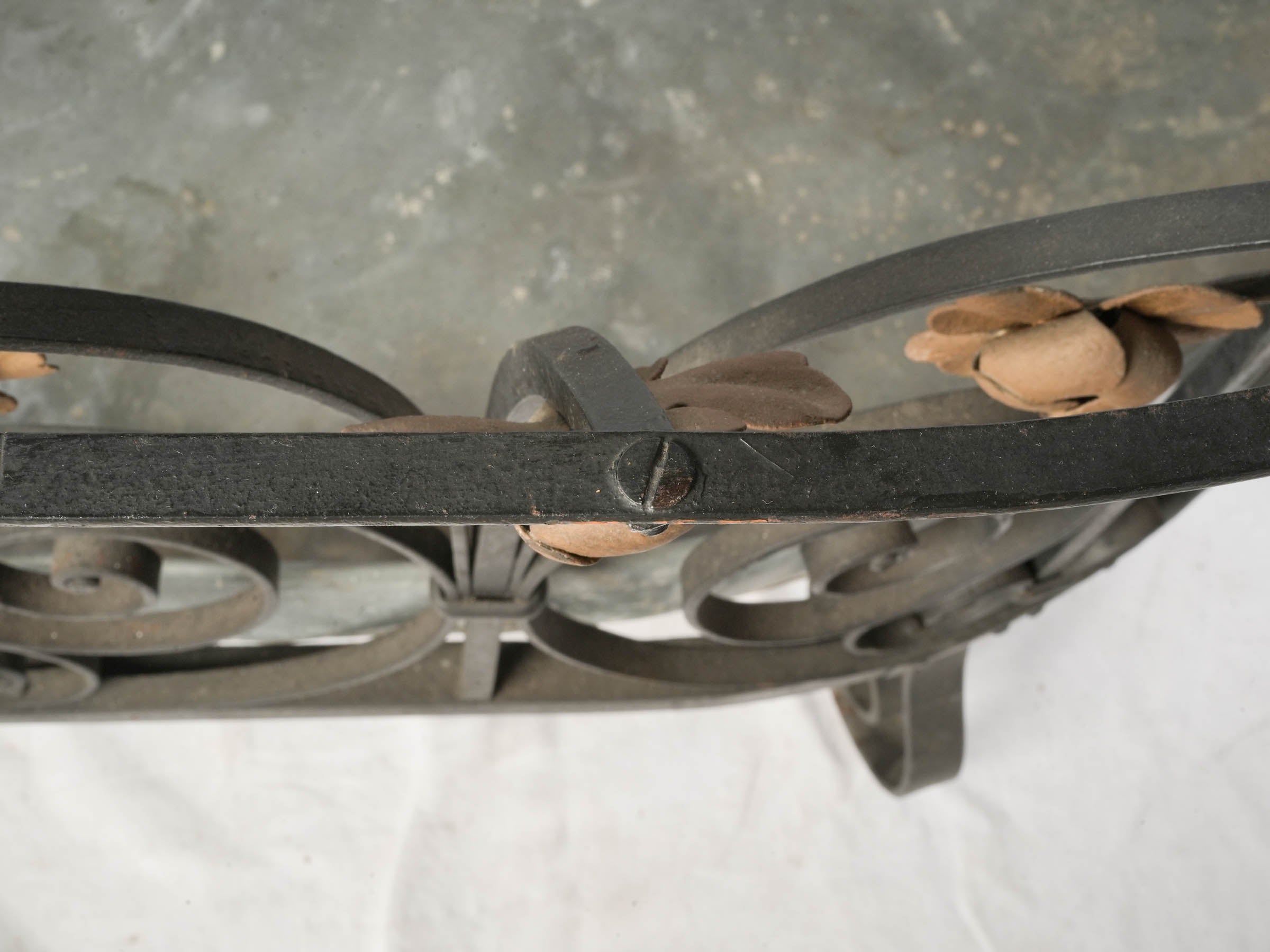 Remarkable French Riveted Wrought Iron Centrepiece Plant Stand c. 1900 - 58¾" x 32¼" x 32¼"