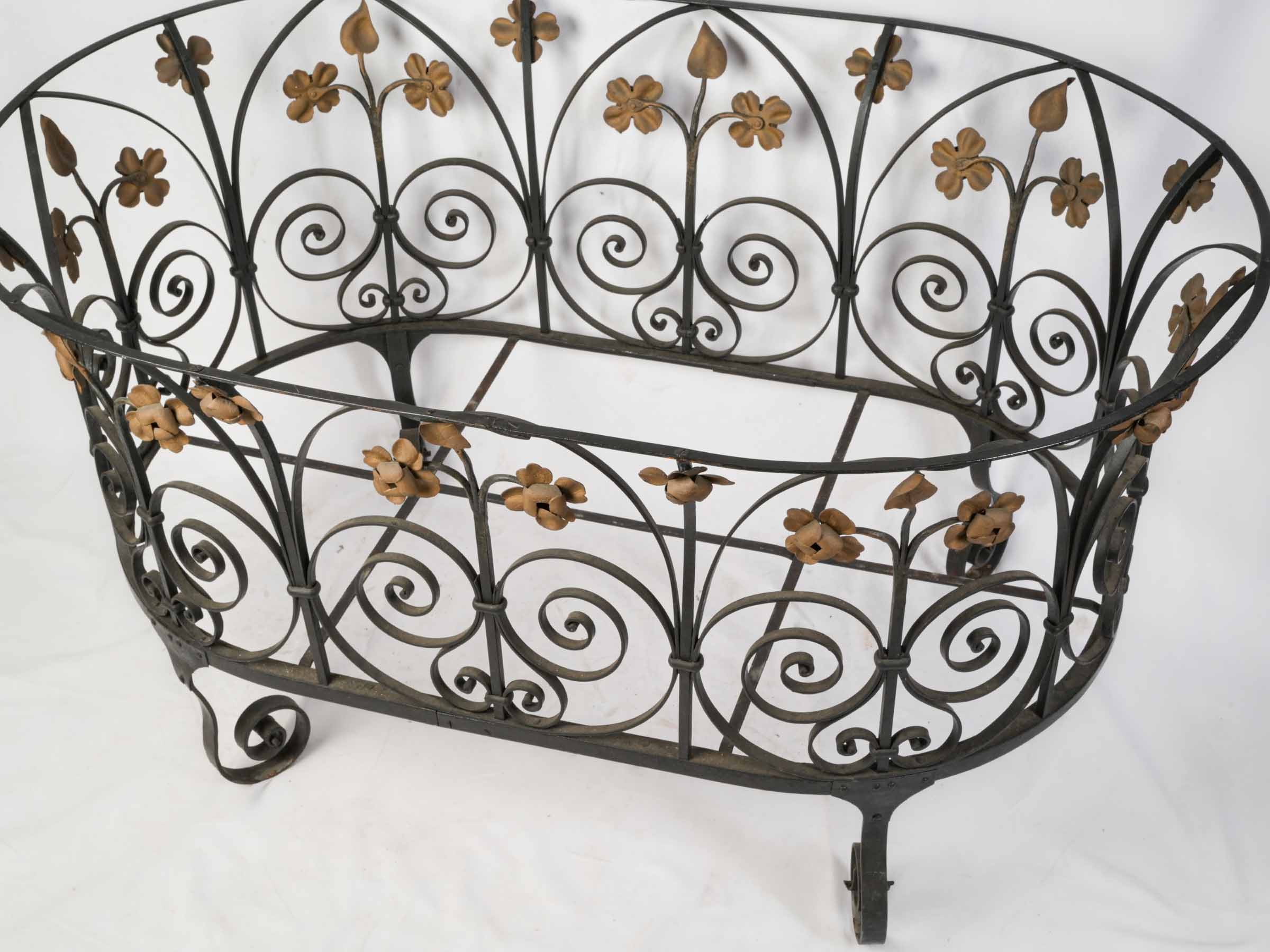 Remarkable French Riveted Wrought Iron Centrepiece Plant Stand c. 1900 - 58¾" x 32¼" x 32¼"
