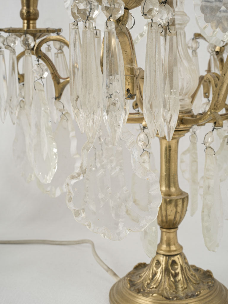Decorative Louis XV-style crystal girandole lamps
