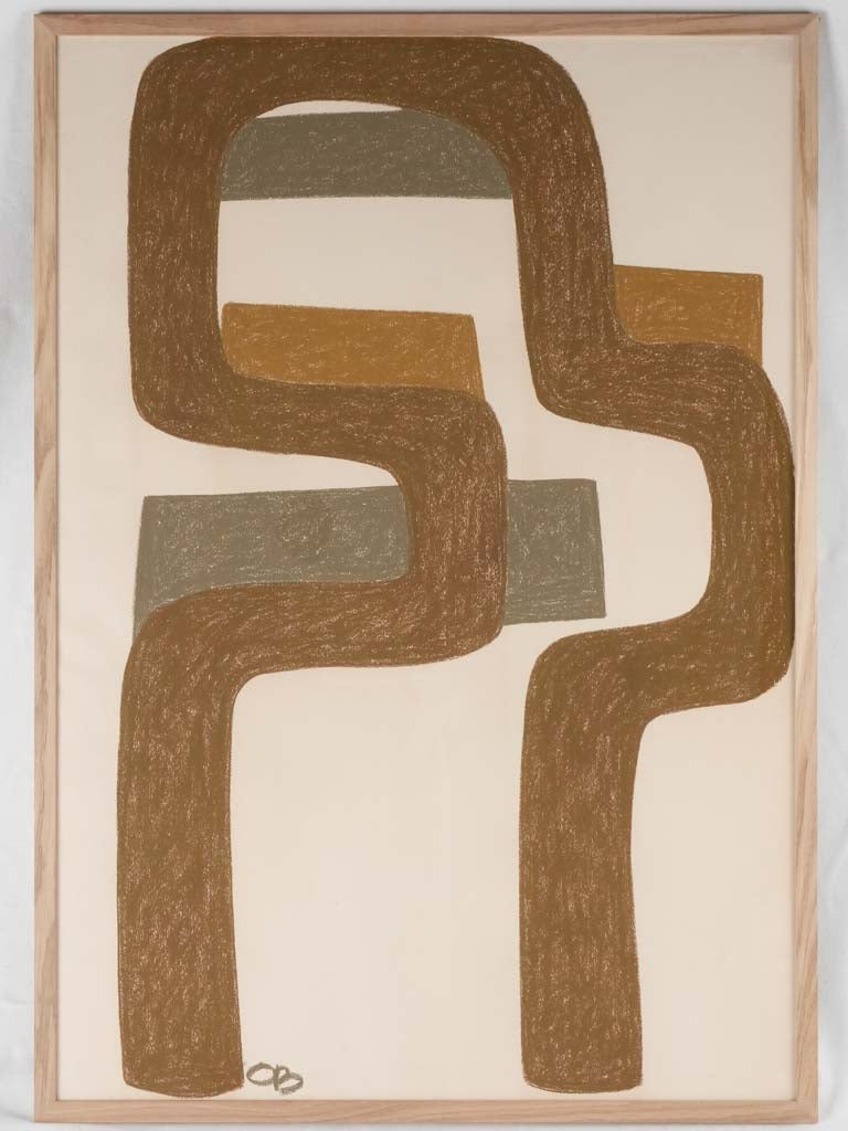 Modern pastel - abstract chair - gray / green / taupe Caroline Beauzon 40½" x 28¾"