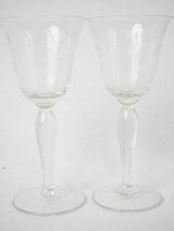 Exquisite etched crystal wine glasses