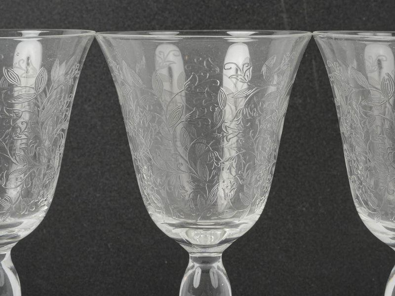 Vintage artisan blown glass wine glasses