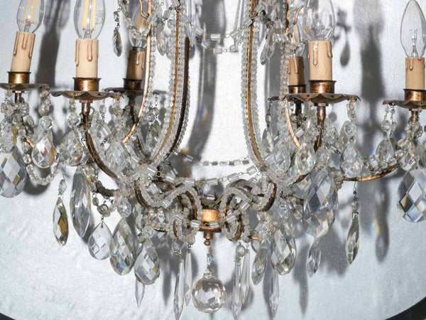 Elegant 1950s brass and crystal lighting