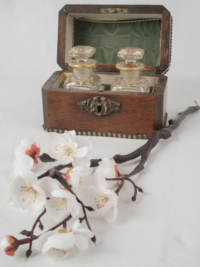 French, gilded star liquor decanters