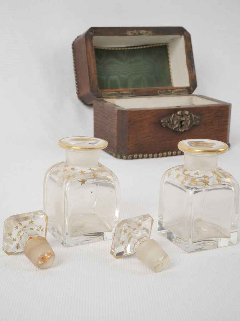 Bohemian, beechwood perfume decanter set