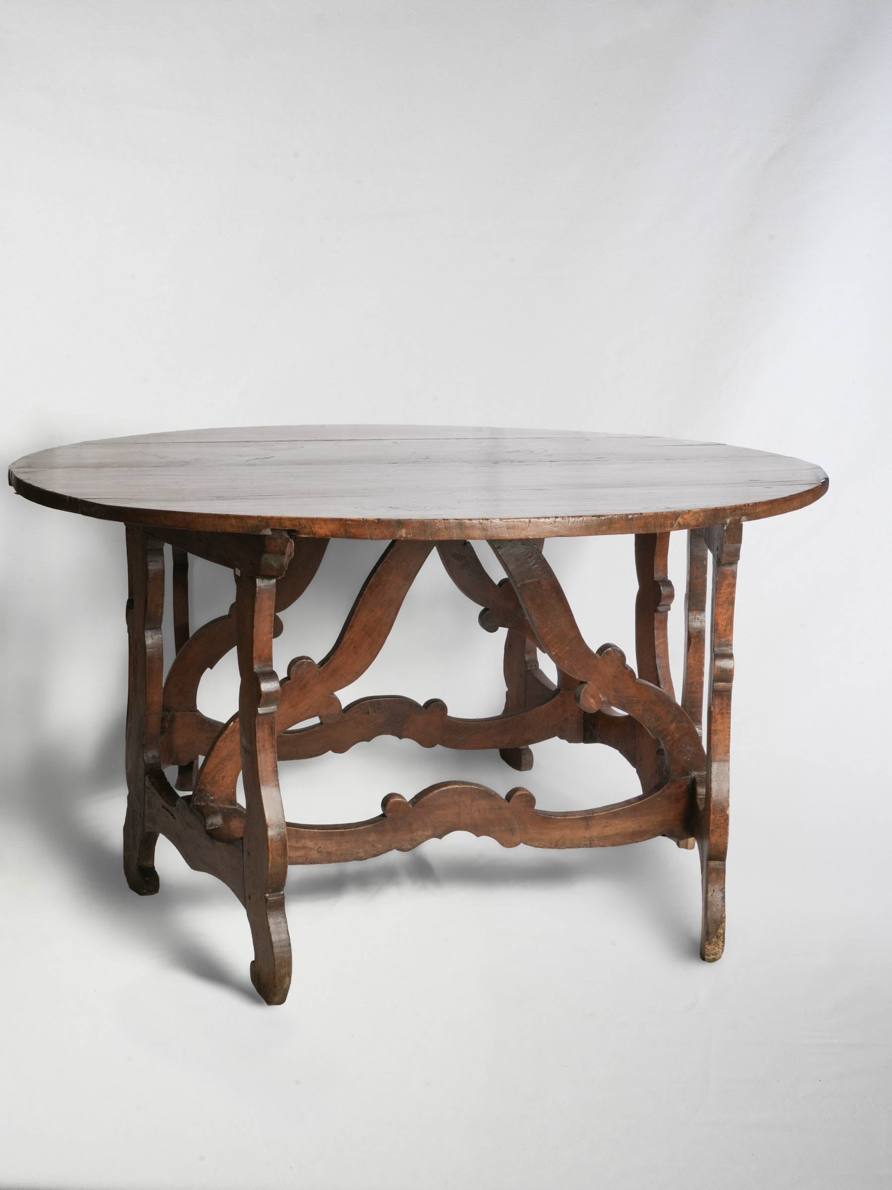 Pair of Italian Baroque Demilune Consoles/ Center Table, Late 17th Century