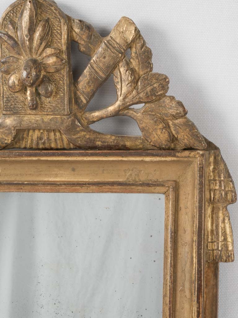 Gilded Louis XVI mirror w/ tassels 23¾" x 15"