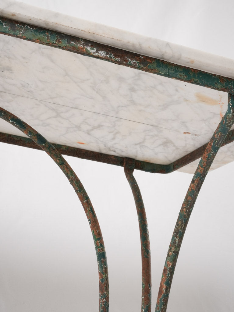 Antique French garden table w/ marble top 41¼" x 19"