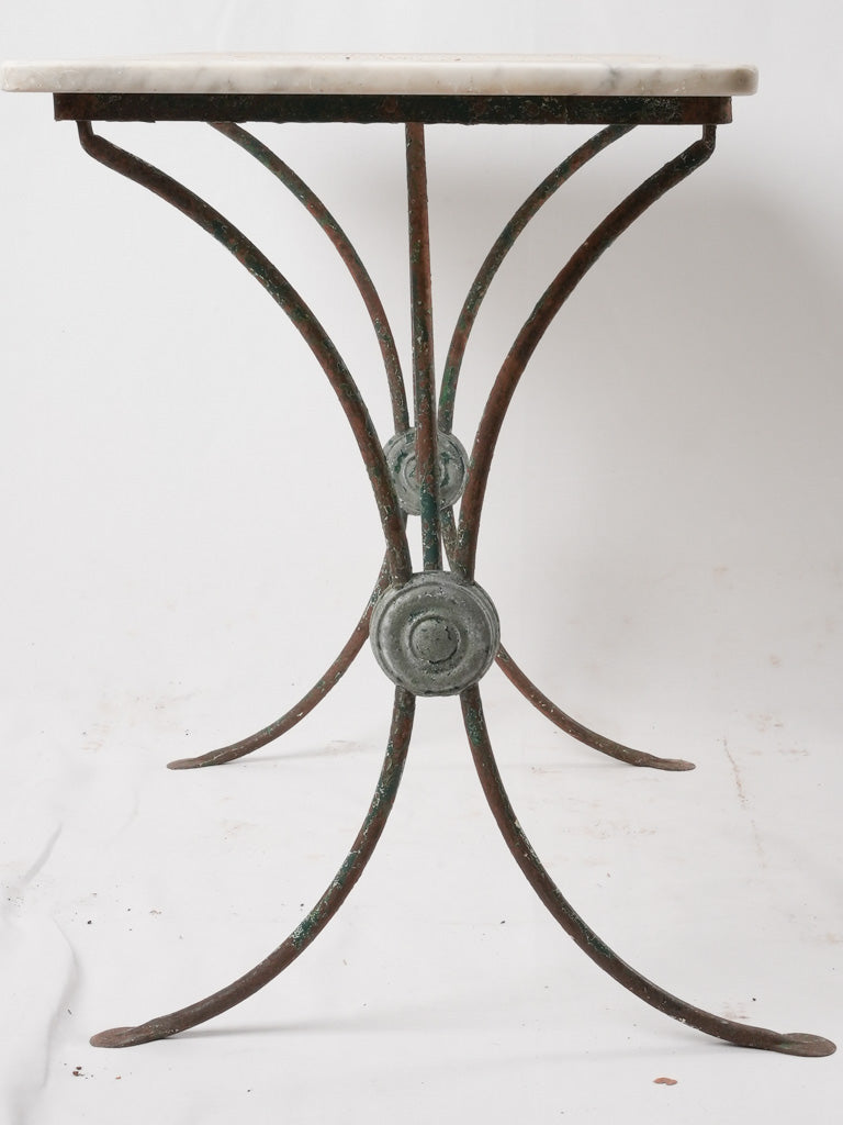 Antique French garden table w/ marble top 41¼" x 19"