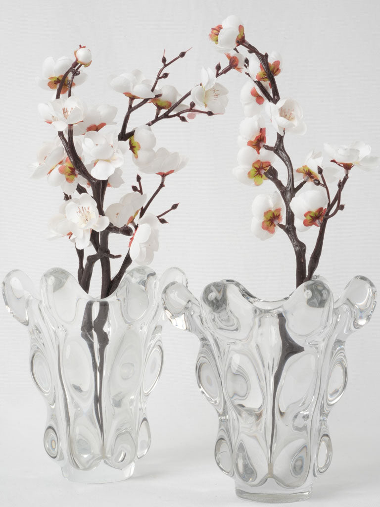 Sculptural mid-century crystalline vases 