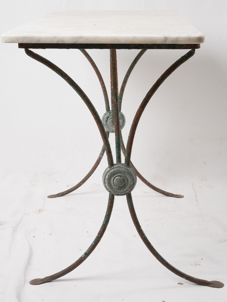 Antique French garden table w/ marble top 41¼" x 19"