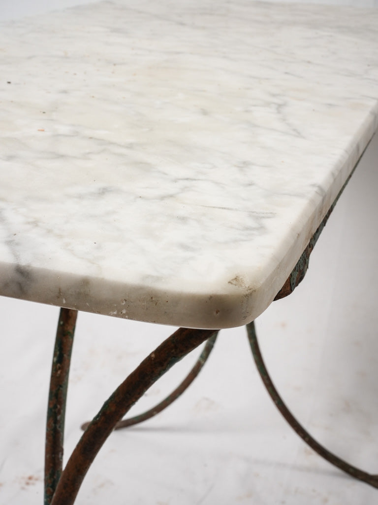 Antique French garden table w/ marble top 41¼" x 19"
