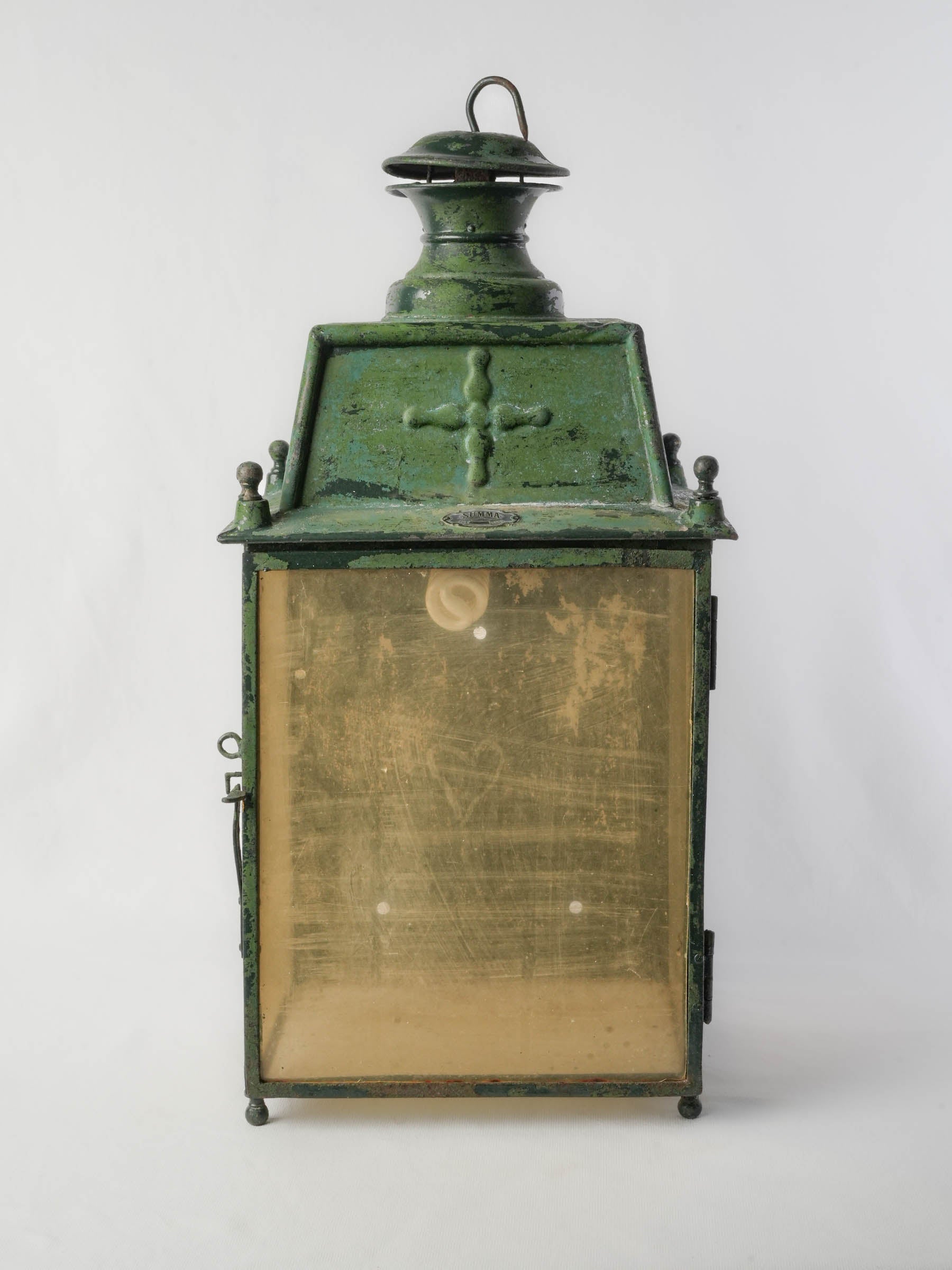 Weathered industrial metal lantern  