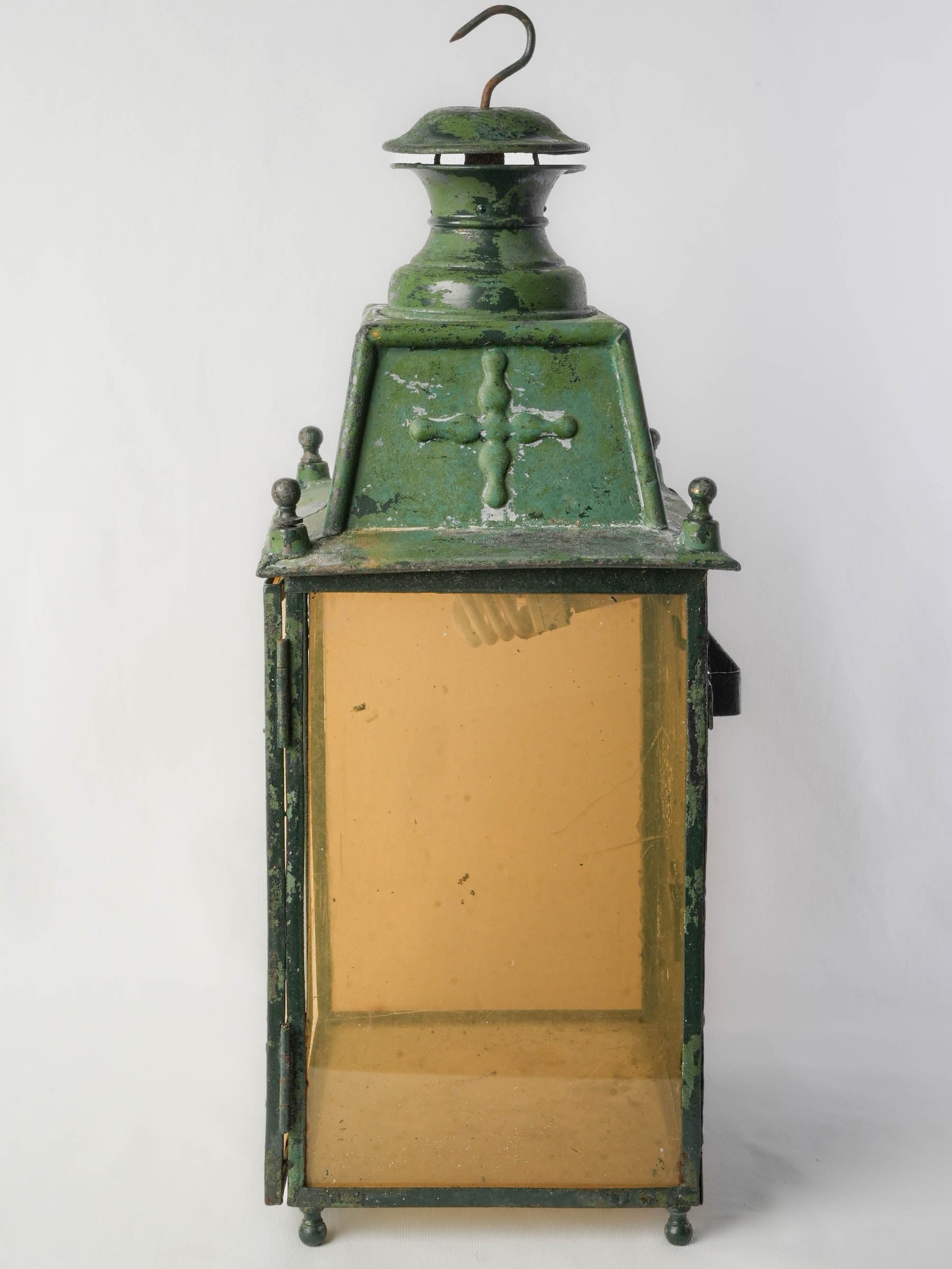 Vintage green-patina metal lantern  