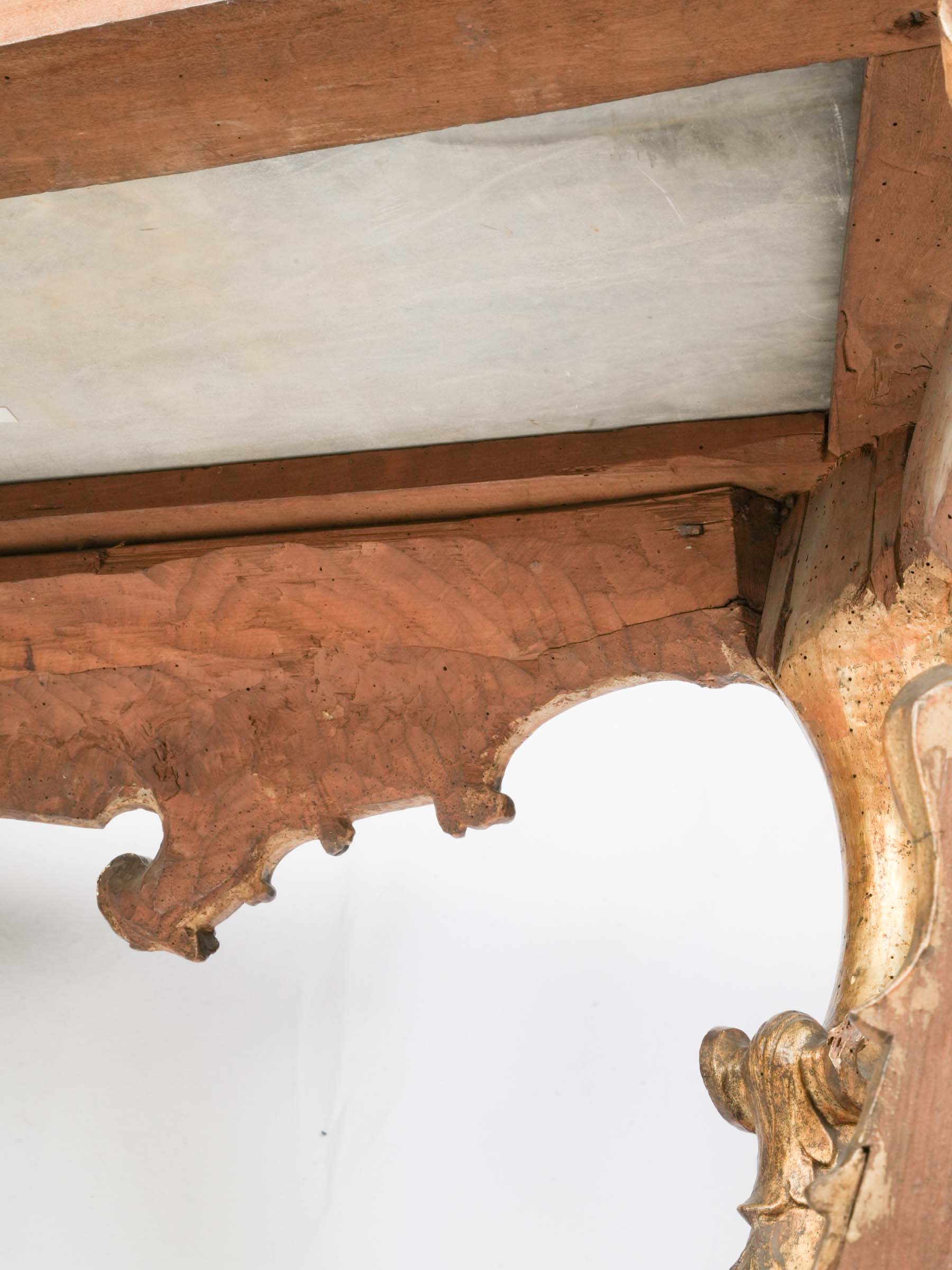 Striking Venetian Green-Lacquered and Gilt Rococo Console Table, 18th Century - 35"x 60¼"