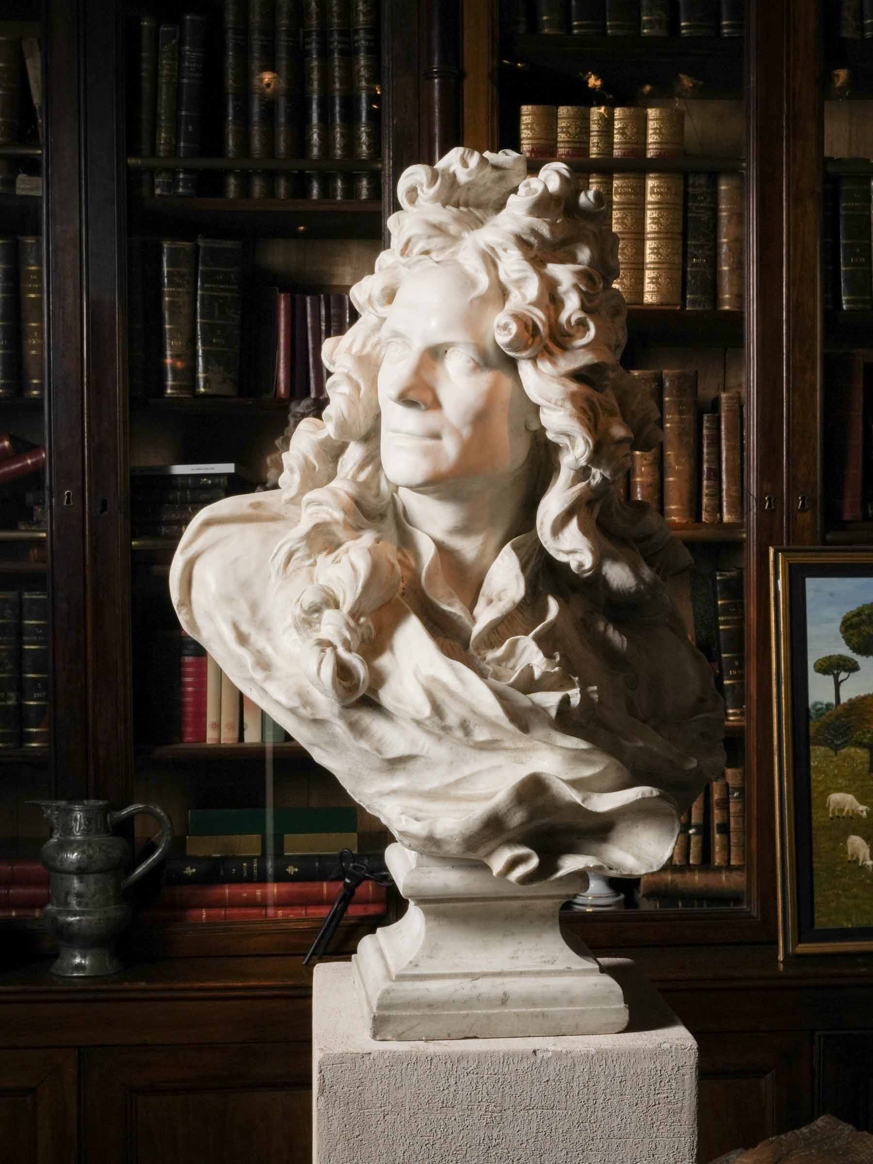 Exceptional Carrara Marble Bust of Van Cleve after Jean-Jacques Caffieri, Late 19th Century - 28¼"