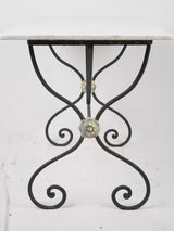 Antique French garden table w/ wrought iron scroll base 39½" x 23¾"