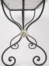 Antique French garden table w/ wrought iron scroll base 39½" x 23¾"