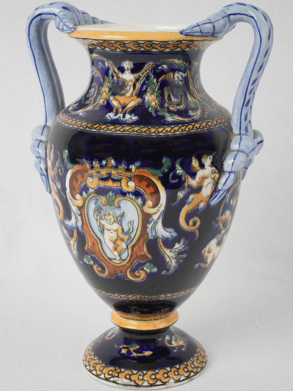 Antique French midnight blue urn vase