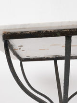 Antique French garden table w/ wrought iron scroll base 39½" x 23¾"