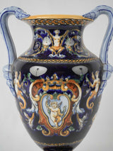 Midnight blue antique French cherub urn
