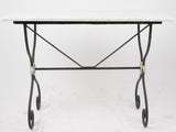Antique French garden table w/ wrought iron scroll base 39½" x 23¾"