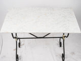 Antique French garden table w/ wrought iron scroll base 39½" x 23¾"