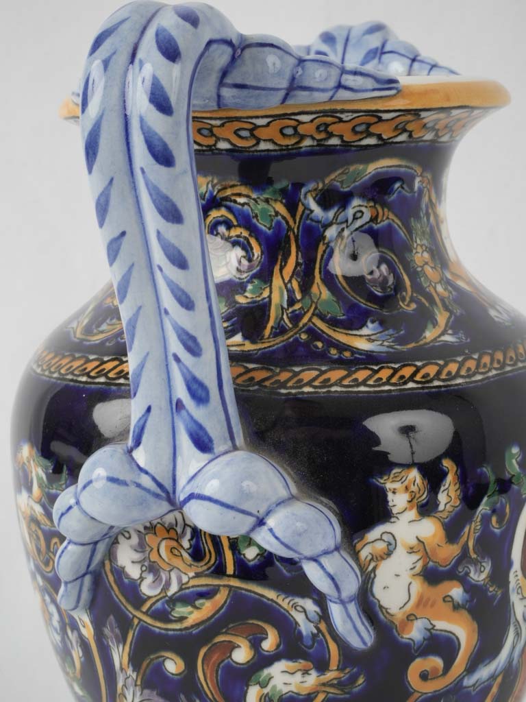 Renaissance-style antique French Gien vase