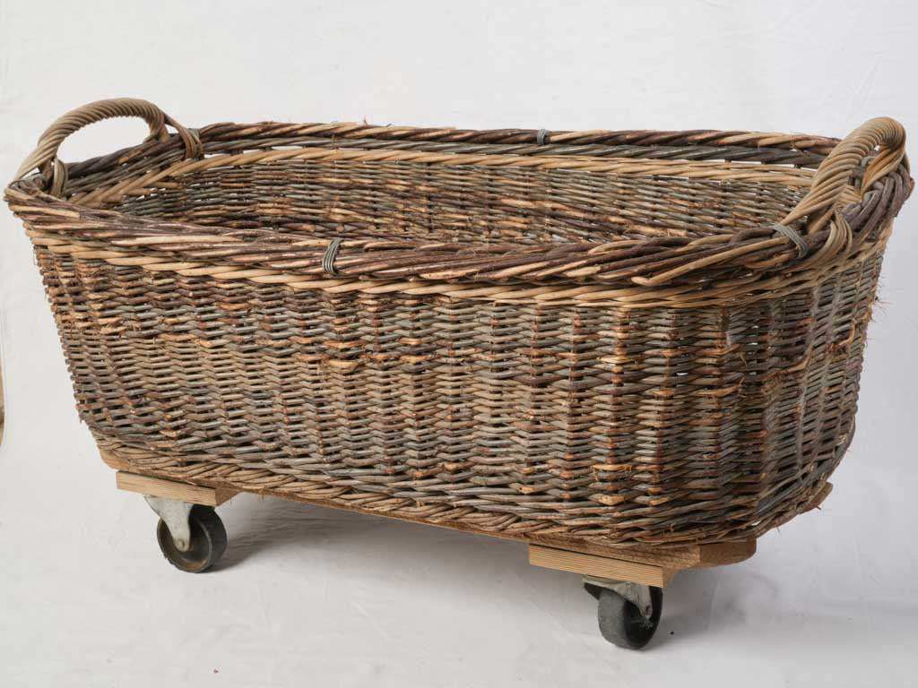 Textured patina large wicker basket  
