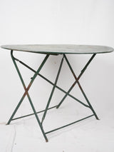Folding antique French garden table - round green 39½"
