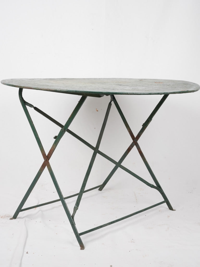 Folding antique French garden table - round green 39½"
