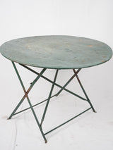 Folding antique French garden table - round green 39½"