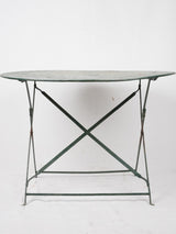 Folding antique French garden table - round green 39½"