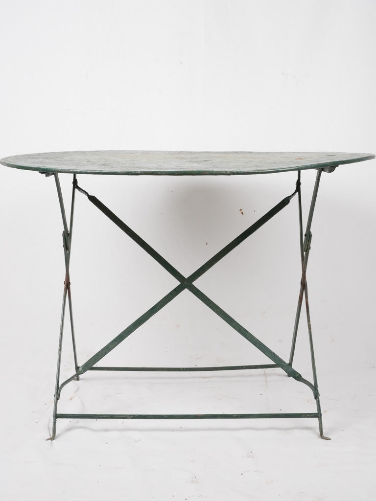 Folding antique French garden table - round green 39½"