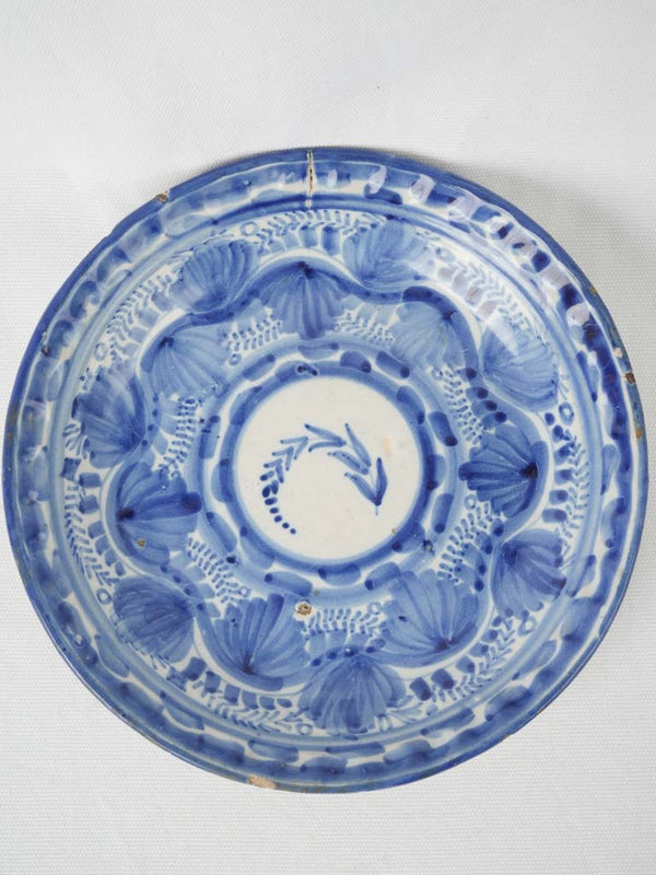Hand-painted 18th-century blue plate