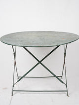 Folding antique French garden table - round green 39½"