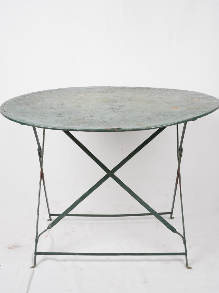 Folding antique French garden table - round green 39½"